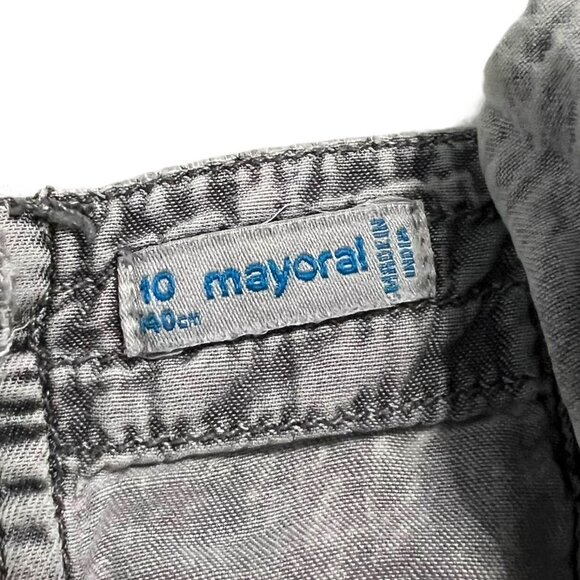 Mayoral 10Y Grey Reversible Chambray Ruffle Blouse - Picture 4 of 4